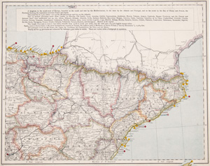 antique map of Spain 1887 letts